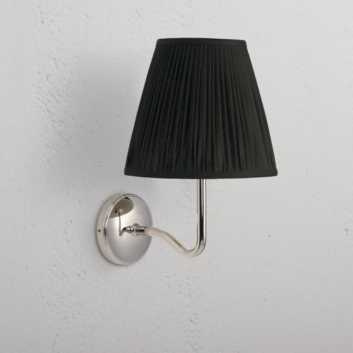 Large Malvern Wall Light in deep green with polished nickel finish, wall-mounted, on a white wall.