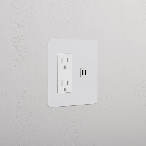 Kew 2G Outlet & Fast Charge USB in paintable white, with two power sockets and dual USB ports.