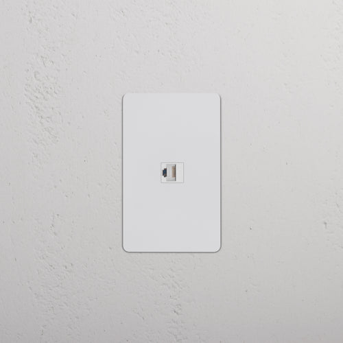 Kew 1G CAT 6 Keystone Ethernet jack with paintable white faceplate, designed for wall installation.