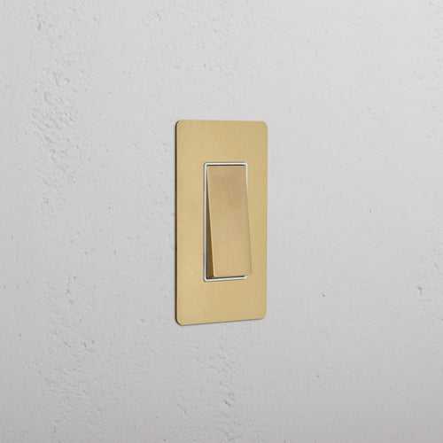 Kew 1G Four Way Rocker Switch in antique brass white finish, rectangular plate, modern design.