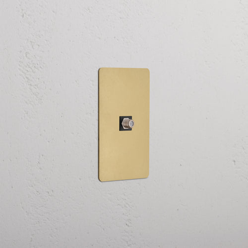 Kew 1G Satellite Keystone in antique brass black finish, single-gang wall plate for satellite connections.