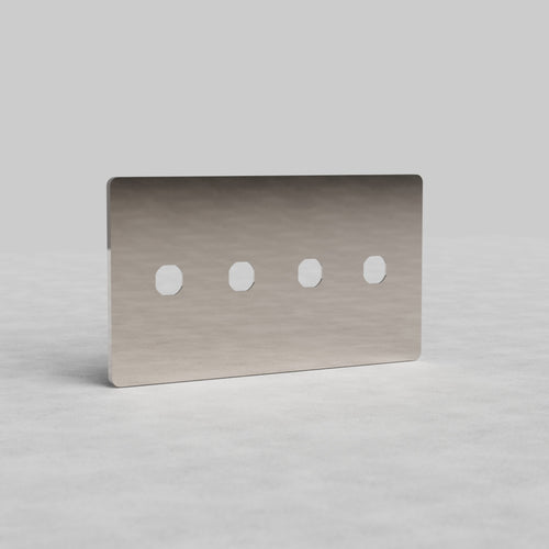 4G Switch Plate Grove US in polished nickel finish with four rectangular switch openings on a plain background.