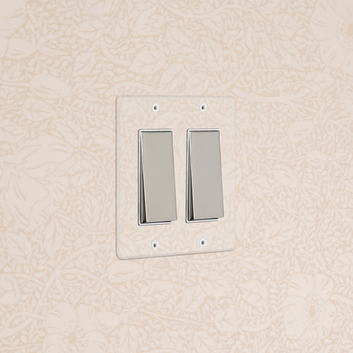 Kew 2G Rocker Switch - Clear Polished Nickel White