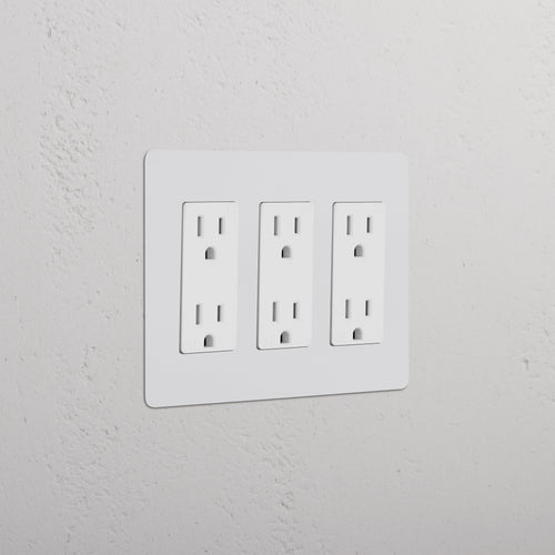 Kew 3G Outlet in paintable white finish, triple-gang plate with three standard socket outlets.