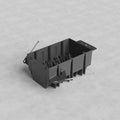 3G US New Work Electrical Box in black plastic with two silver screws, shown on a light gray surface.