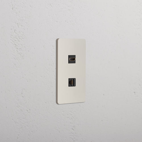 Grove 1G HDMI & CAT 6 Keystone faceplate in polished nickel black finish, designed for audio/video connectivity.