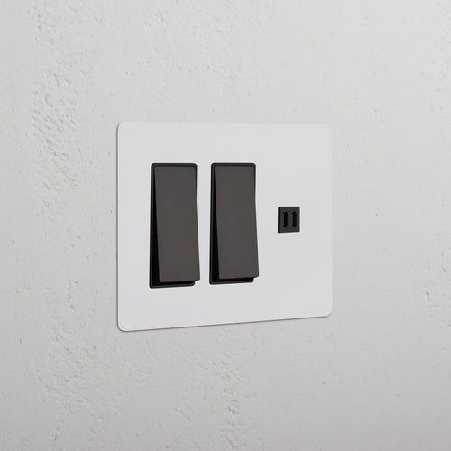 Kew 3G 2x Rocker Switch & Fast Charge USB in Paintable Bronze Black, with two switches and dual USB ports.