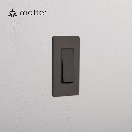 Grove 1G Smart Retractive Rocker Switch in Bronze Black, with Matter logo shown in the corner.
