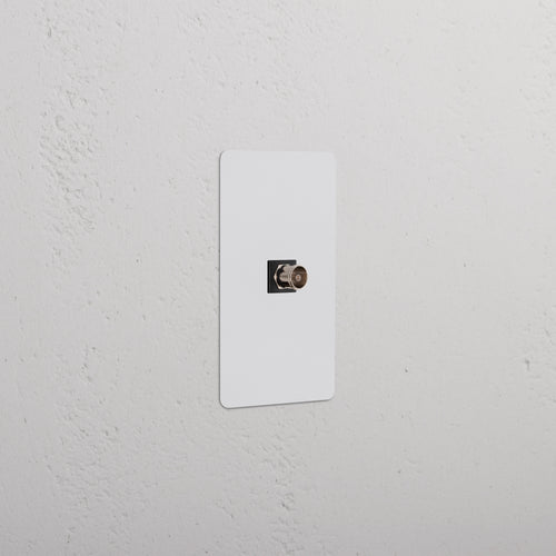 Kew 1G TV Keystone in paintable black, single-gang wall plate with coaxial TV connector.