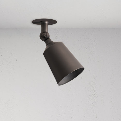 Perryn Single 50mm Spotlight in bronze, ceiling-mounted with an adjustable cylindrical shade.
