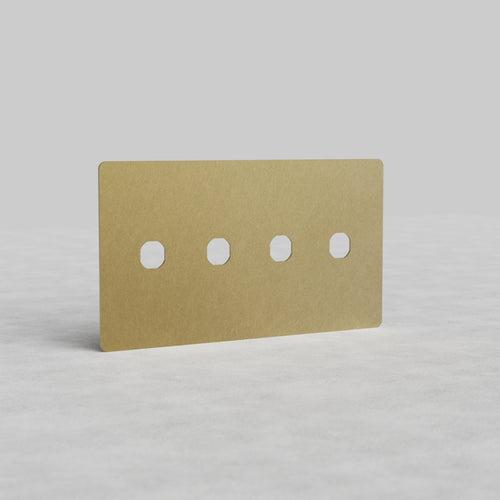 4G Switch Plate Kew US in Antique Brass with four rectangular switch apertures in a horizontal row.