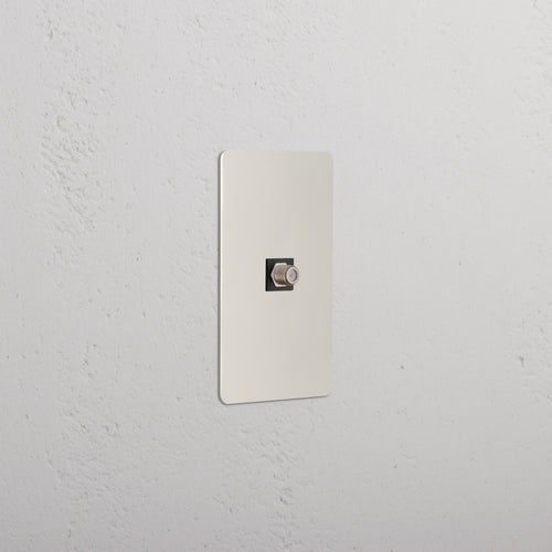 Kew 1G Satellite Keystone wall plate in Polished Nickel Black finish with single satellite keystone slot.