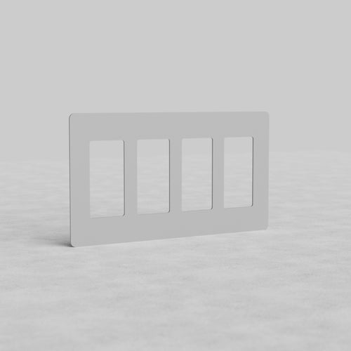White 4G Outlet Plate Kew US, paintable finish, featuring four rectangular openings, on light background.