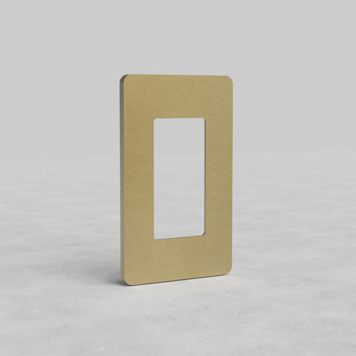 Antique brass 1-gang outlet plate, Grove US style, with central cutout, on a light background.