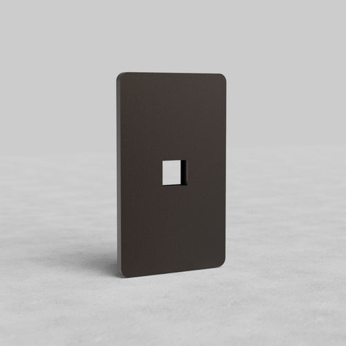 1G Keystone Plate Grove US in bronze finish with a single keystone cutout, shown on a gray background.