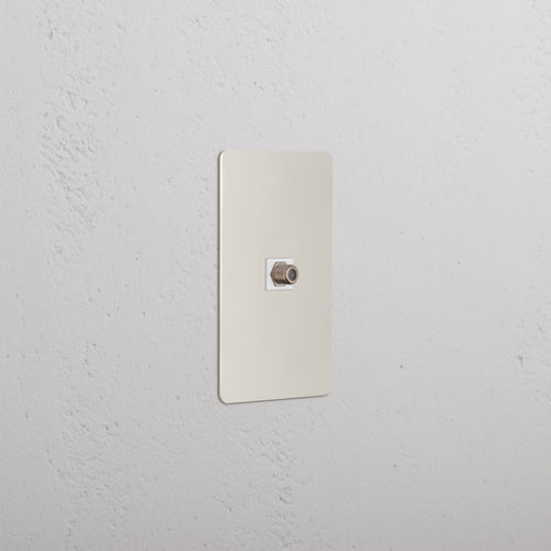 Kew 1G Satellite Keystone in Polished Nickel White, single-gang faceplate with one satellite keystone port.
