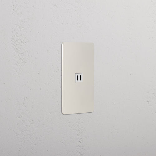 Kew 1G Fast Charge 65W USB Keystone in polished nickel white finish, single USB charging port plate.