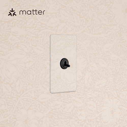Kew 1G Smart Retractive Toggle Switch - Clear Bronze with rectangular clear bronze cover plate on wall.