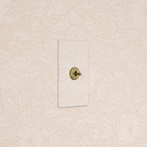 Kew 1G Center Retractive Toggle Switch - Clear Antique Brass