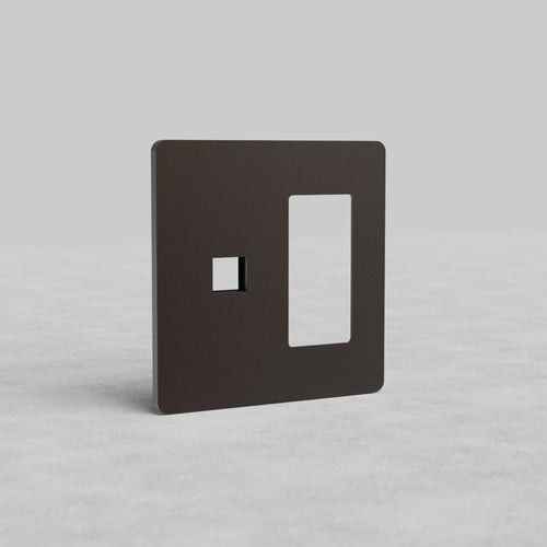 Bronze 2G Outlet & Keystone Plate Grove US wall plate with two rectangular ports for outlets and keystone jacks.