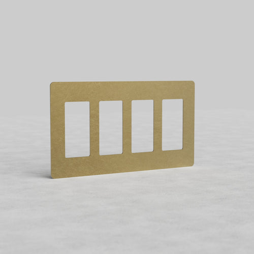 4G Outlet Plate Kew US in antique brass finish, featuring four vertical socket openings.