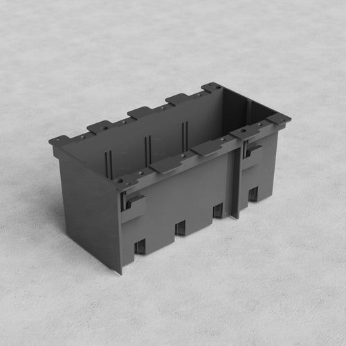 Rectangular 4G US Old Work Electrical Box with reinforced sides, shown on a light gray surface.