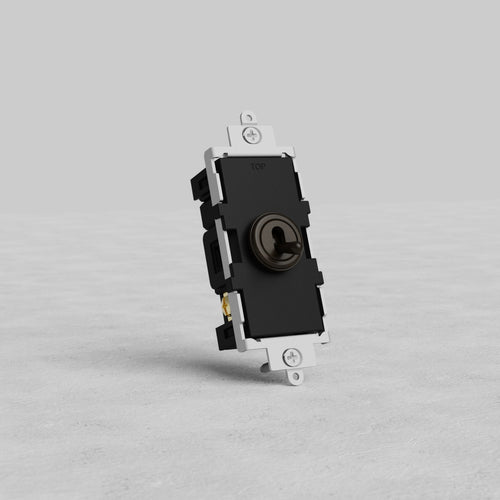 Bronze Retractive Toggle Switch displayed upright on a light grey surface with a plain grey background.