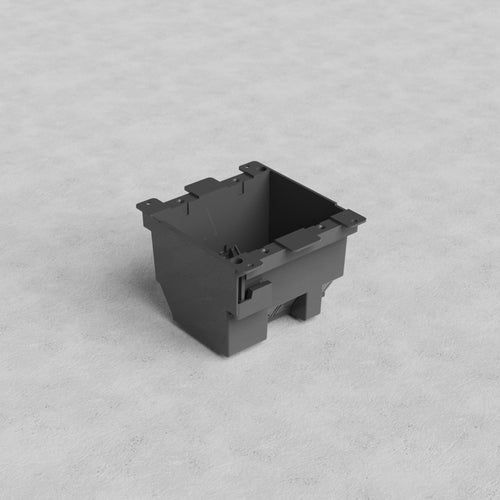 Black 2G US Old Work Electrical Box with mounting brackets, open-top, for in-wall electrical installations.