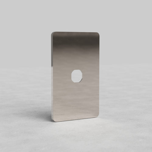 Polished nickel 1G Switch Plate Grove US with rounded corners, featuring a central opening for a switch.